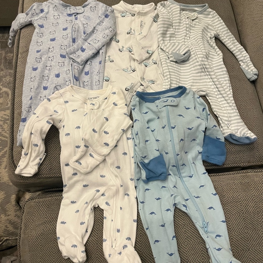 Blue and White newborn sleepers set
